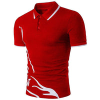 Mens Printed Lapel Short-sleeved T-shirt
