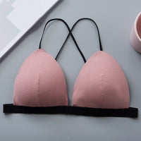 Front Buckle Thread Wrapped Chest Cross Sling Triangle Cup Bra