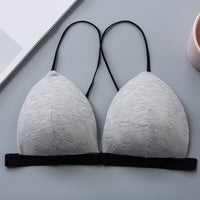 Front Buckle Thread Wrapped Chest Cross Sling Triangle Cup Bra