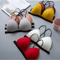 Front Buckle Thread Wrapped Chest Cross Sling Triangle Cup Bra
