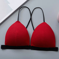 Front Buckle Thread Wrapped Chest Cross Sling Triangle Cup Bra