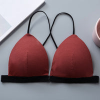 Front Buckle Thread Wrapped Chest Cross Sling Triangle Cup Bra