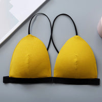 Front Buckle Thread Wrapped Chest Cross Sling Triangle Cup Bra