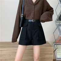 Net Red Super Hot Water Wash All-match High-waisted Wide-leg Pants Women Casual Shorts
