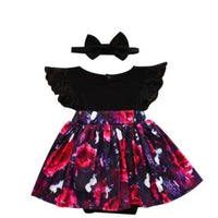 Foreign Trade European Beauty Baby One-Piece Ha Skirt Romper Summer Short-Sleeved New Style Flying Sleeve Flower Children's Print