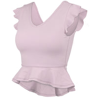 Yoga Vest Ruffled Blouse With Chest Pad