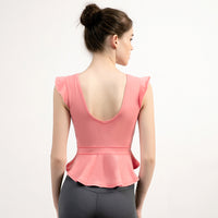 Yoga Vest Ruffled Blouse With Chest Pad