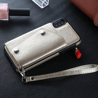Creative Card Wallet Leather Case With Lanyard