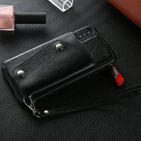 Creative Card Wallet Leather Case With Lanyard