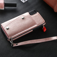 Creative Card Wallet Leather Case With Lanyard