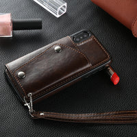 Creative Card Wallet Leather Case With Lanyard