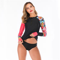 European And American Long-sleeved Surfing Suit Sunscreen Split Triangle Diving Suit Women Swimsuit