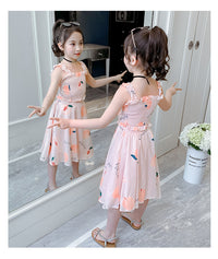 Summer Little Fresh Princess Skirt Girl'S Suspender Vest Of Long Dress Suit