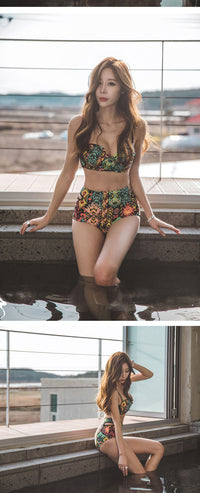 Manufacturer Direct Sale Special Price Female Swimsuit Split High Waist Bikini Three Piece Long Sleeve Sunscreen Suit Diving Suit Hot Spring