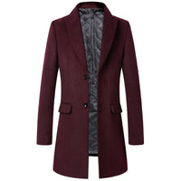 Autumn And Winter Single-Breasted Men's Young And Middle-Aged Woolen Coat Thicken Korean Style Slim Coat Men's Clothing