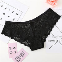 Underpants Women's Low-Waist Lace Sexy Hot Full Transparent Girl's Seamless Briefs Cover Buttocks Big Size