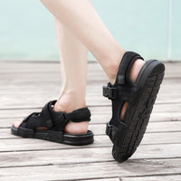 Fashion Beach Couple Wearing Flip Flops Outside