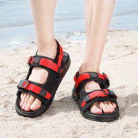 Fashion Beach Couple Wearing Flip Flops Outside