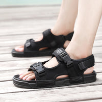 Fashion Beach Couple Wearing Flip Flops Outside