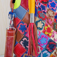 Leather Handbags Colorful Contrast Color Personality Ladies One Shoulder Messenger Cowhide Bag