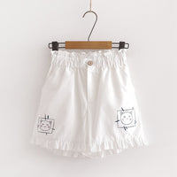 Summer New Style Sweet Casual Wear Cute Cartoon Print Summer Wide-leg Shorts Women