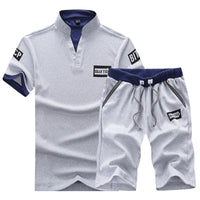 Men'S Short-Sleeved V-Neck Casual Suit T-Shirt Sports Outdoor New Men'S Short-Sleeved Two-Piece Suit