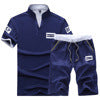 Men'S Short-Sleeved V-Neck Casual Suit T-Shirt Sports Outdoor New Men'S Short-Sleeved Two-Piece Suit