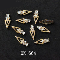 Butterfly Hollow Triangle Water Drop Pearl Colorful Diamond Metal Nail Art