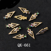 Butterfly Hollow Triangle Water Drop Pearl Colorful Diamond Metal Nail Art