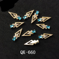 Butterfly Hollow Triangle Water Drop Pearl Colorful Diamond Metal Nail Art