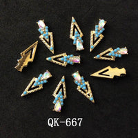 Butterfly Hollow Triangle Water Drop Pearl Colorful Diamond Metal Nail Art