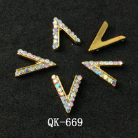 Butterfly Hollow Triangle Water Drop Pearl Colorful Diamond Metal Nail Art
