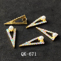 Butterfly Hollow Triangle Water Drop Pearl Colorful Diamond Metal Nail Art