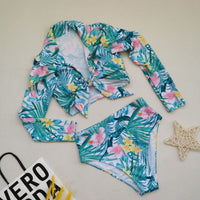 Amazon Foreign Trade Sexy High Waist Long Sleeve Printed Bikini
