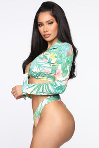 Amazon Foreign Trade Sexy High Waist Long Sleeve Printed Bikini