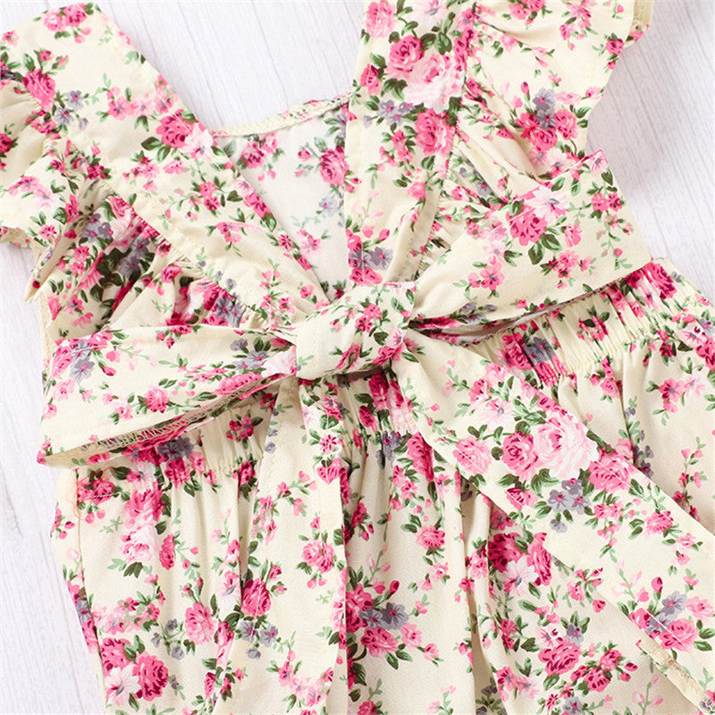 Floral Romper One-piece Romper For Infant And Toddler Girls