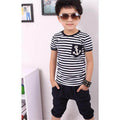 Summer Navy Stripe Suit Boys Short Sleeve