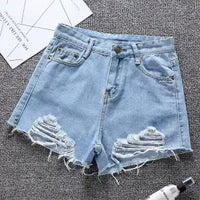Summer Shorts Denim Wide-leg Ripped Pants  Irregular Frayed Trousers