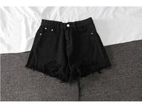 Summer Shorts Denim Wide-leg Ripped Pants  Irregular Frayed Trousers
