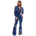 Fashion Printed Micro Flared Trousers Jumpsuit