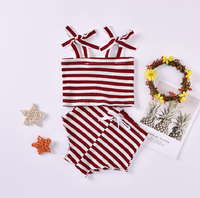 Infant Children Summer Suit Men And Women Baby Striped Pit Striped Vest Skirt Shorts Two-Piece Suit