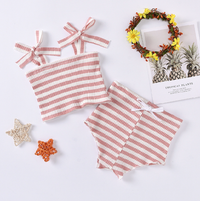 Infant Children Summer Suit Men And Women Baby Striped Pit Striped Vest Skirt Shorts Two-Piece Suit
