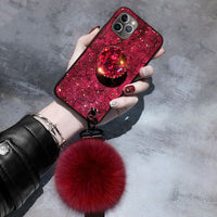 Compatible with Apple, Compatible with Apple , Luxury Diamond Lanyard Bracket Case For iPhone 12 11 11Pro Max XR XS Max 6 6S 8 7 Plus 12mini SE Bling Crystal Holder Cover