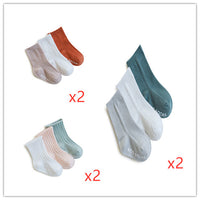 Childrens Spring Socks 3 Color Solid Color Stripes Summer Non-Slip Socks Set