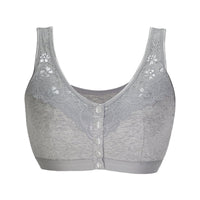 Large Size No Steel Ring Front Buckle Lace Side Top Cotton Winter Sexy Purple Vest-Style Underwear Bra