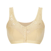 Large Size No Steel Ring Front Buckle Lace Side Top Cotton Winter Sexy Purple Vest-Style Underwear Bra
