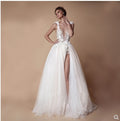 Angel Wedding Dress, Diamond Lace Collar, High Slit Bridal Tail, Open Back Light Wedding Dress