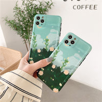 Compatible with Apple, Compatible with Apple , Forest Flowers Retro Design Phone Case For iPhone Cute Oil Painting Silicone Case For iPhone 11 Pro Max XR Xs Max X 7 8 7 Plus