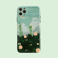 Compatible with Apple, Compatible with Apple , Forest Flowers Retro Design Phone Case For iPhone Cute Oil Painting Silicone Case For iPhone 11 Pro Max XR Xs Max X 7 8 7 Plus