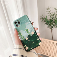 Compatible with Apple, Compatible with Apple , Forest Flowers Retro Design Phone Case For iPhone Cute Oil Painting Silicone Case For iPhone 11 Pro Max XR Xs Max X 7 8 7 Plus